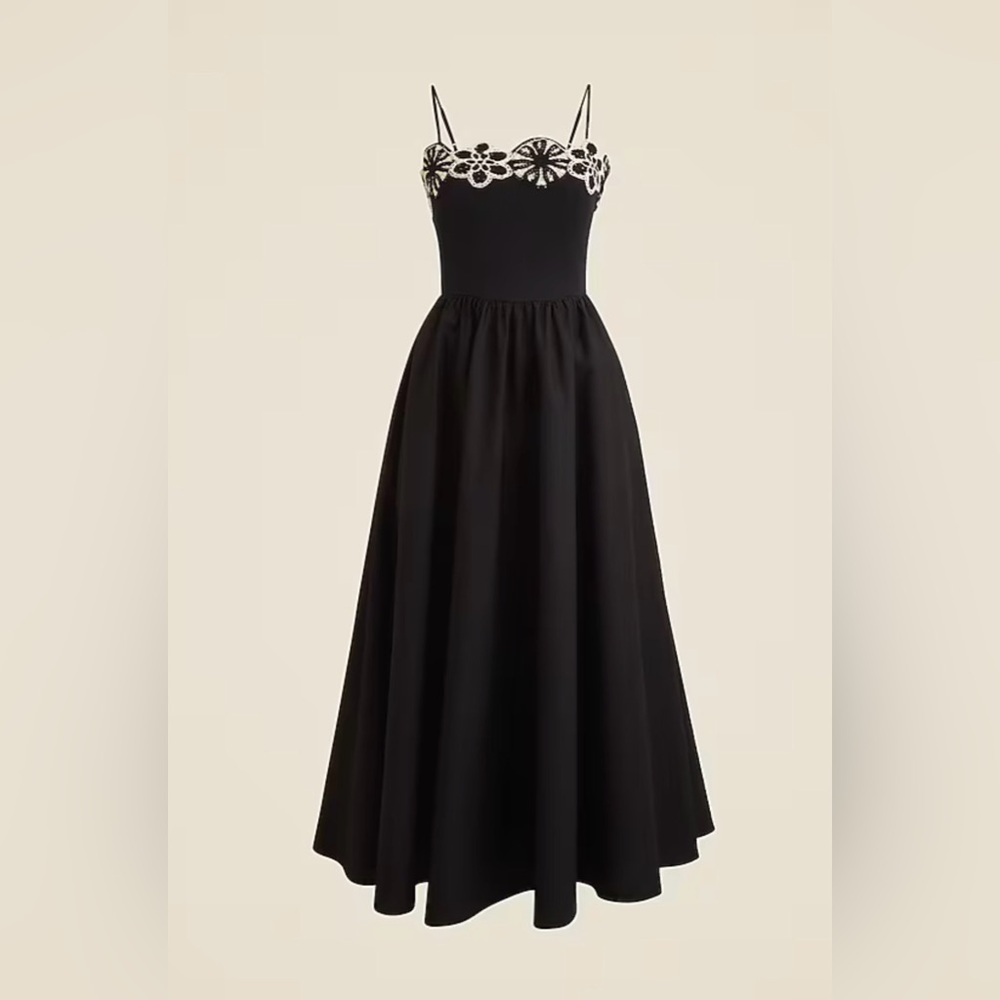 J. Crew Black crochet Mixy Dress with White Floral Detail - Picture 3 of 8